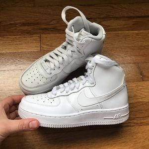 All White Nike Air Force Ones High Tops